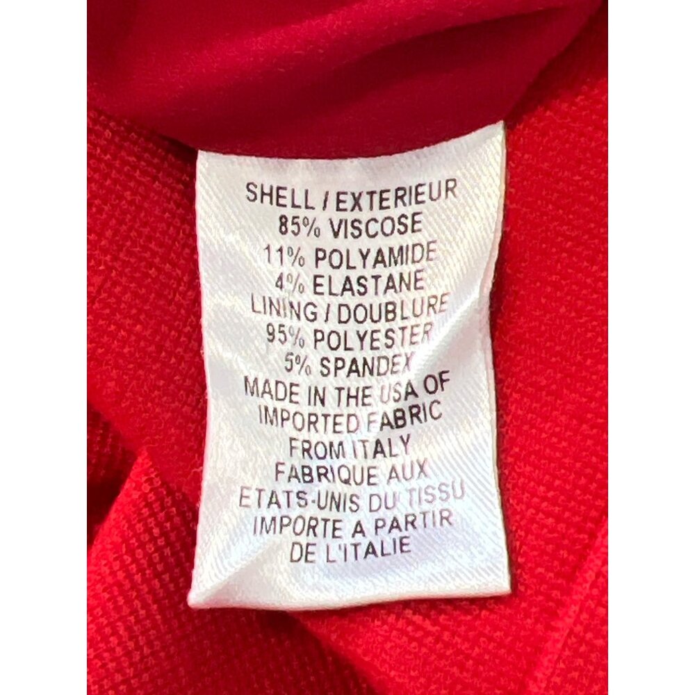Milly Short Puff Sleeve Sheath Dress Size Medium Red Viscose Blend Career Office - Picture 5 of 7